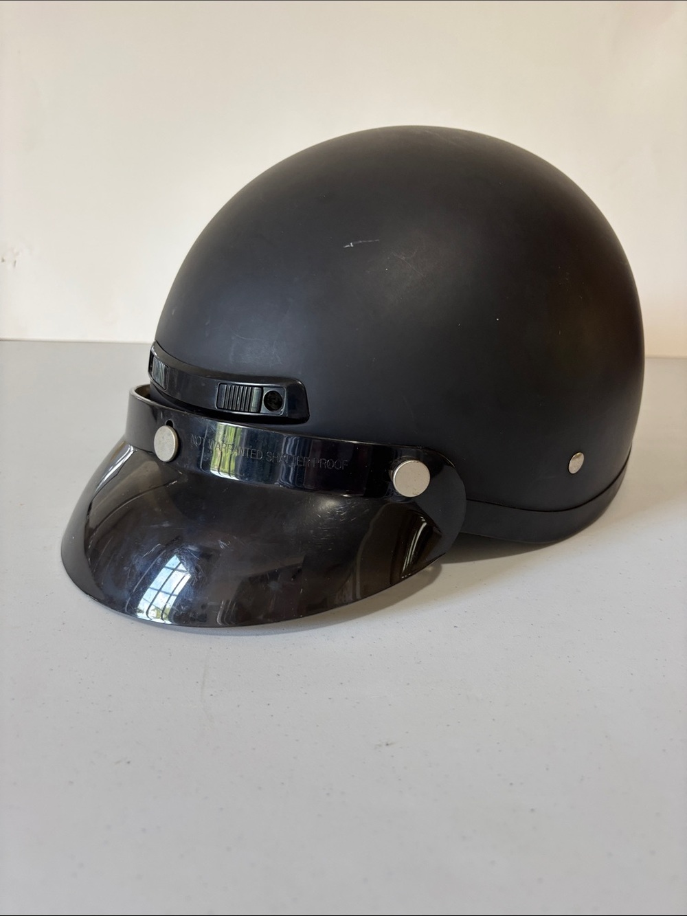 XL Black Half-Shell Motorcycle Helmet Excellent Condition removable ear cover